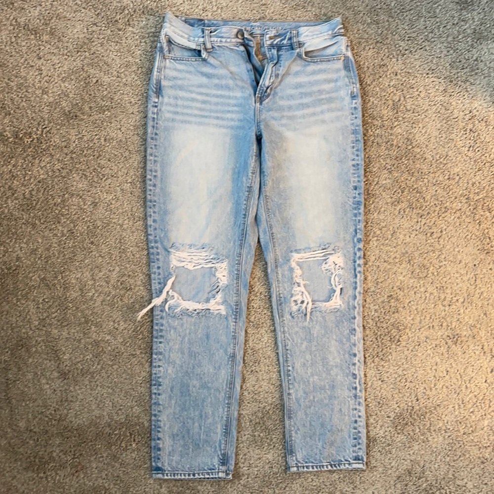 Mom jeans with ripped knees